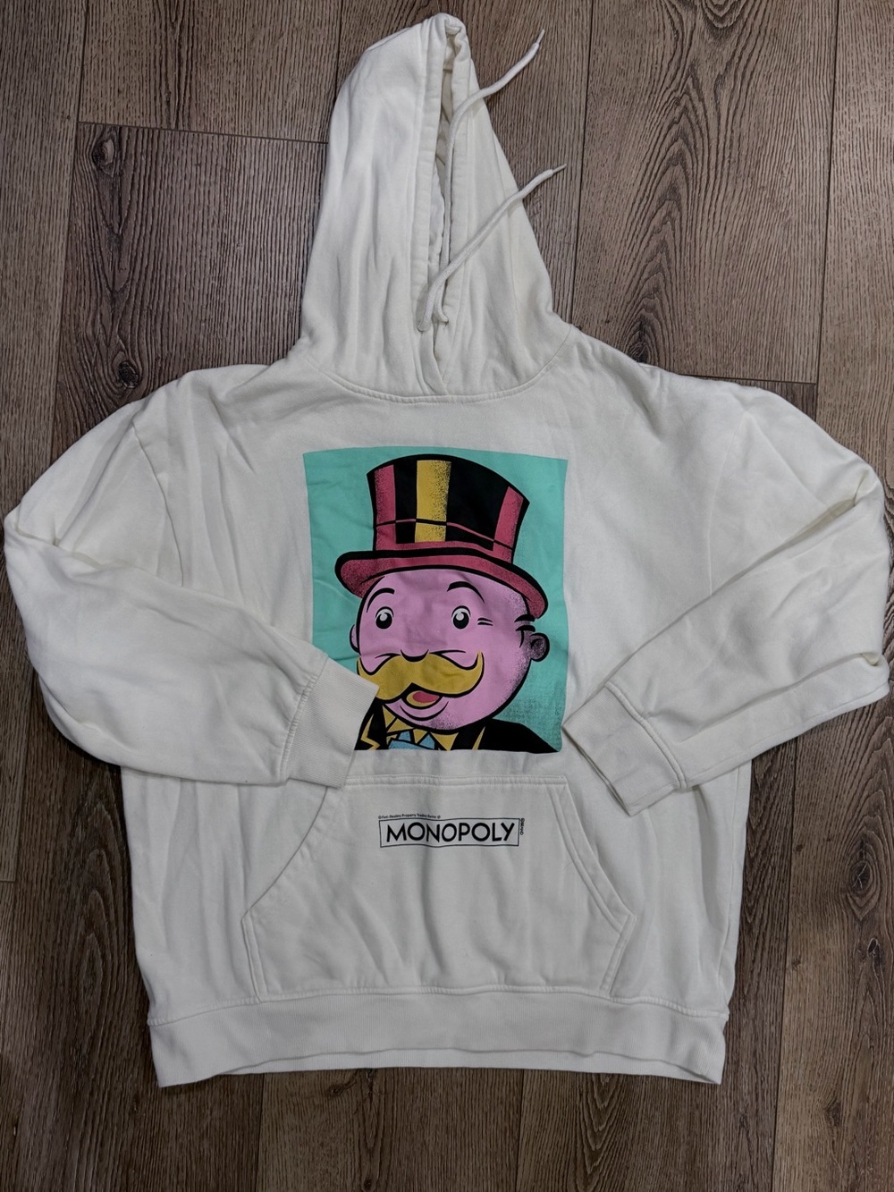 Monopoly White Hoodie Sweatshirt with Color Pop Graphic